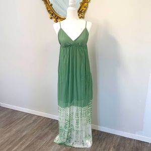 Paris Hilton millennial 2000s Gypsy 05 silk green tie dye maxi dress
